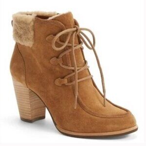 UGG Chestnut Lace Up Analise Heeled Suede Chunky Heel  Ankle Boot